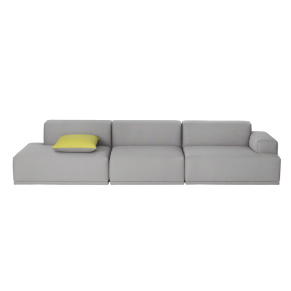 Connect 3-seater, open armrest