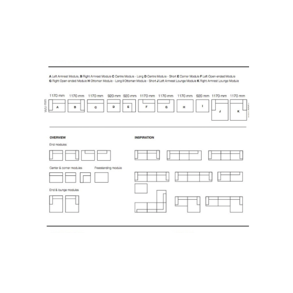 Connect 3-seater, open armrest