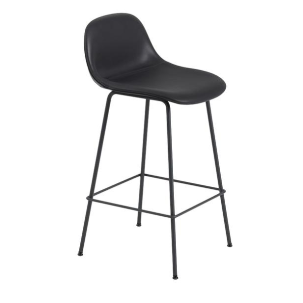 Muuto Fiber counter stool, Tube Base W/Back 65 leather