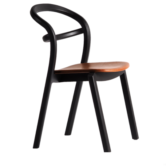 Kastu Dining Chair, Black, Cognac leather