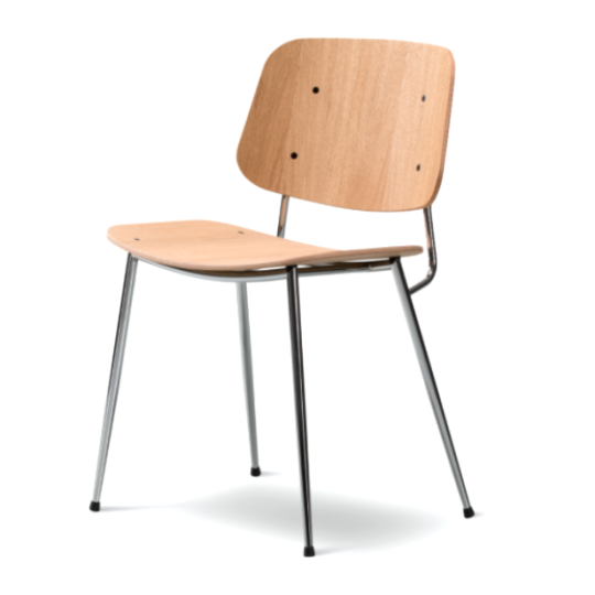 Søborg Chair, kromi metallirunko + öljytty tammi