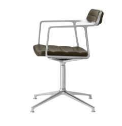 Vipp 452 Swivel chair, kiiltävä alumiini, Bosco green nahka