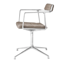 Vipp 452 Swivel chair, kiiltävä alumiini, Dark Sand kangasverhoilu
