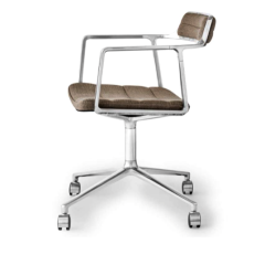 Vipp 452 Swivel chair with castors, alumiini-Dark Sand verhoilu