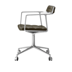 Vipp 452 Swivel chair with castors, alumiini-Bosco green nahka
