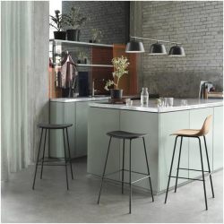 Muuto Fiber counter stool, Tube Base W/Back 65 leather