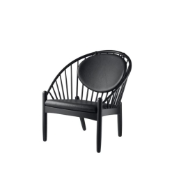 J166 Jørna nojatuoli, musta / nahkaverhoiltu