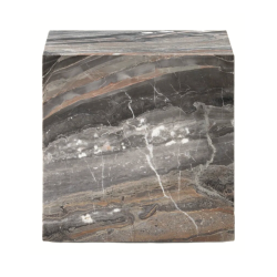 Plinth Table Cubic, Grey, Galaxy Marble