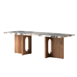 Androgyne Lounge Table Wood base, Grey Galaxy Marble, 3 vaihtoehtoa