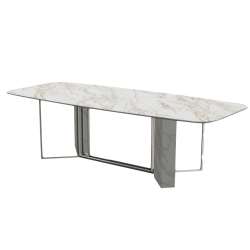 Plinto Biscuit Table, 260x110 cm, Calacatta Oro
