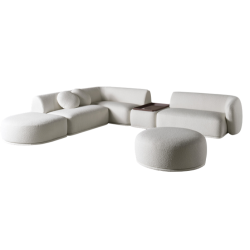 René kulmasohva, 6 modulia + heittotyynyt, ICA valkoinen