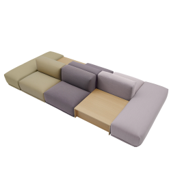 Connect Modular Sofa Back to Back, Steelcut Quartet + tables