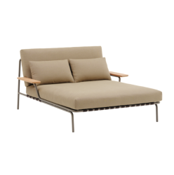 Settle Lounge Bed w. Armrest, Ribbed Weave 5/Taupe