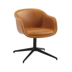 Fiber Conference Armchair Swivel Base, Cognac nahka