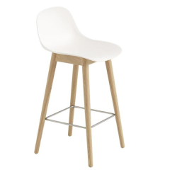 Fiber Counter stool, Wood Base W/Back, 3 väriä
