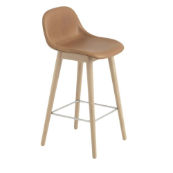 Fiber Counter stool, Wood Base W/Back 65 leather, 2 väriä